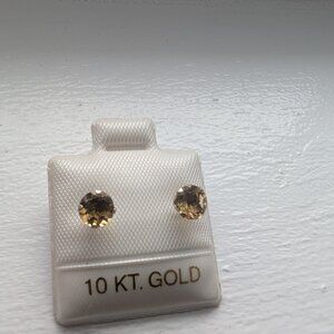 Brand New 10K Yellow Gold Citrine Earrings For Sale